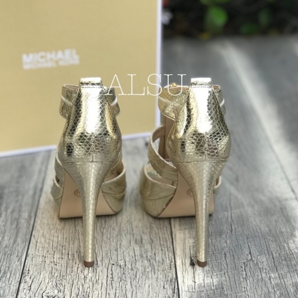 Michael Kors Damite Platform Embossed Pale Gold W - Picture 5 of 8